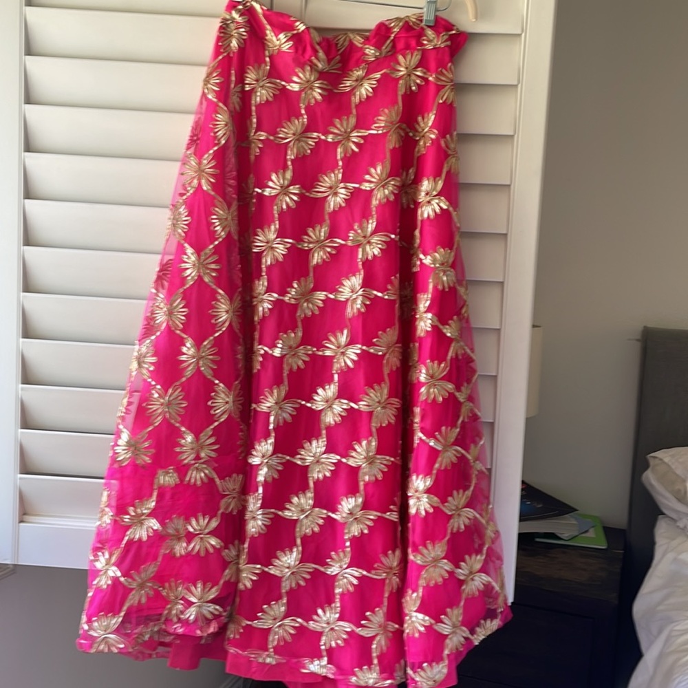 Sari/ Saree skirt pink and gold